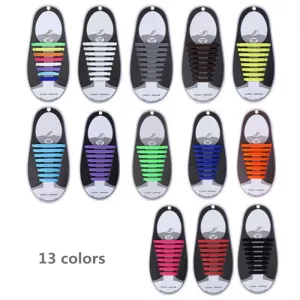 16pcs/lot Silicone Shoelaces Elastic Shoe Laces Special No Tie Shoelace for Men Women Lacing Rubber Zapatillas 13 Colors