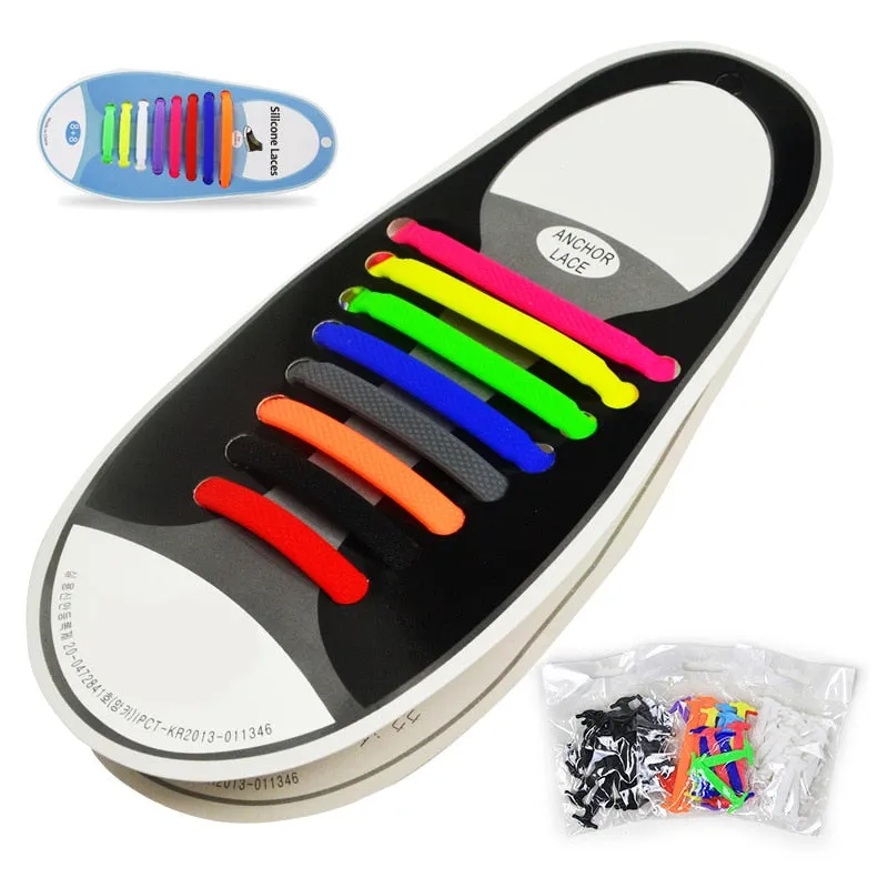 16pcs/lot Silicone Shoelaces Elastic Shoe Laces Special No Tie Shoelace for Men Women Lacing Rubber Zapatillas 13 Colors