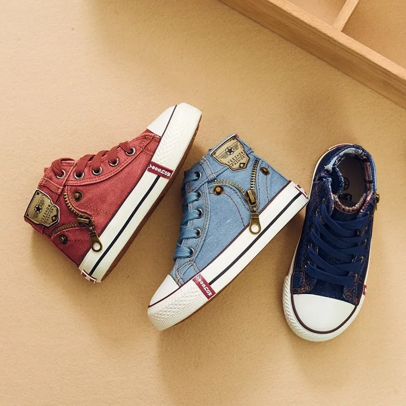 Autumn Expert Skill Children Casual Shoes Boys Girls Sport Shoes Breathable Denim Sneakers Kids Canvas Shoes Baby Boots