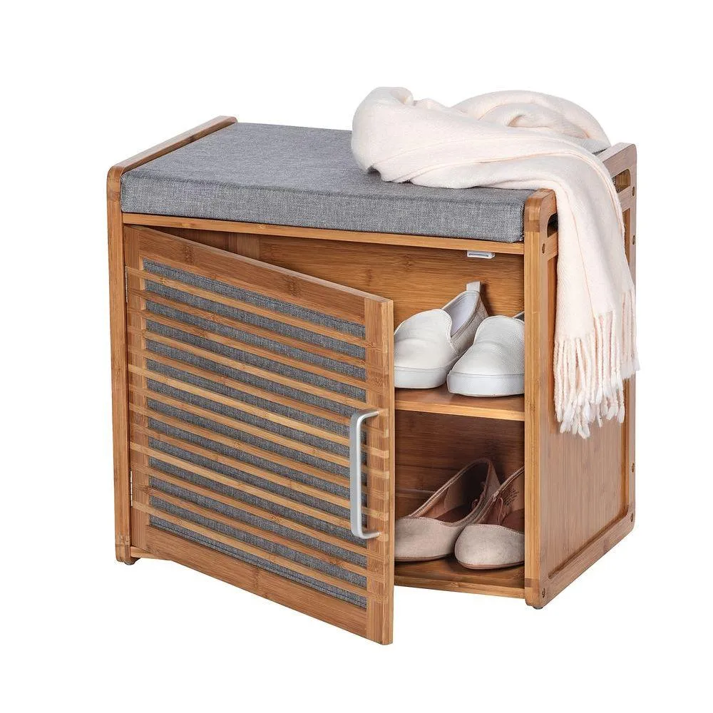 Bahari Bamboo Shoe Cabinet with Cushioned Seat