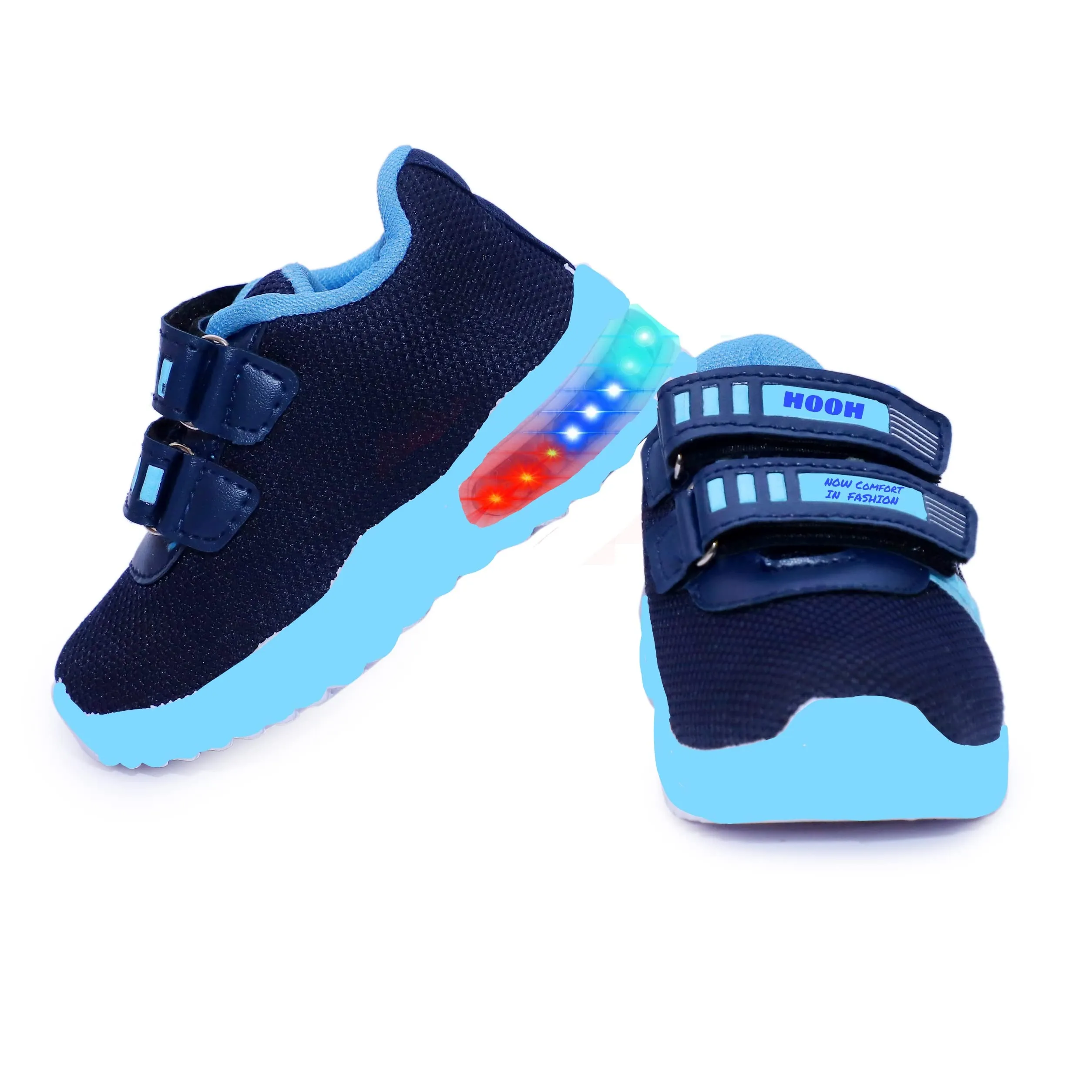 BOOMER CUBS Kids Unisex LED Shoes for Boys and Girls (Light Blue, 4_Point_5_Years)