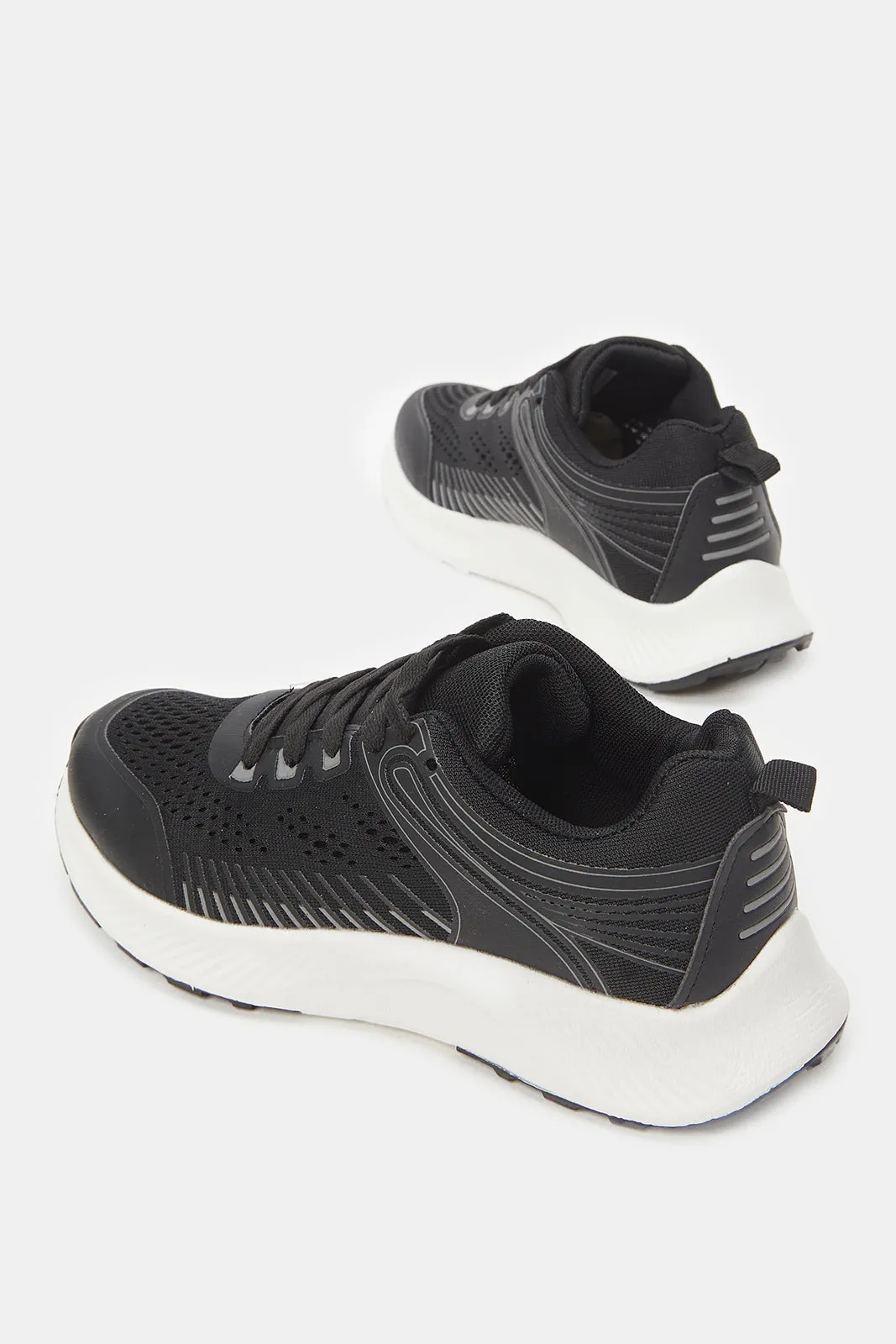 Boys Black Material Block Trainer