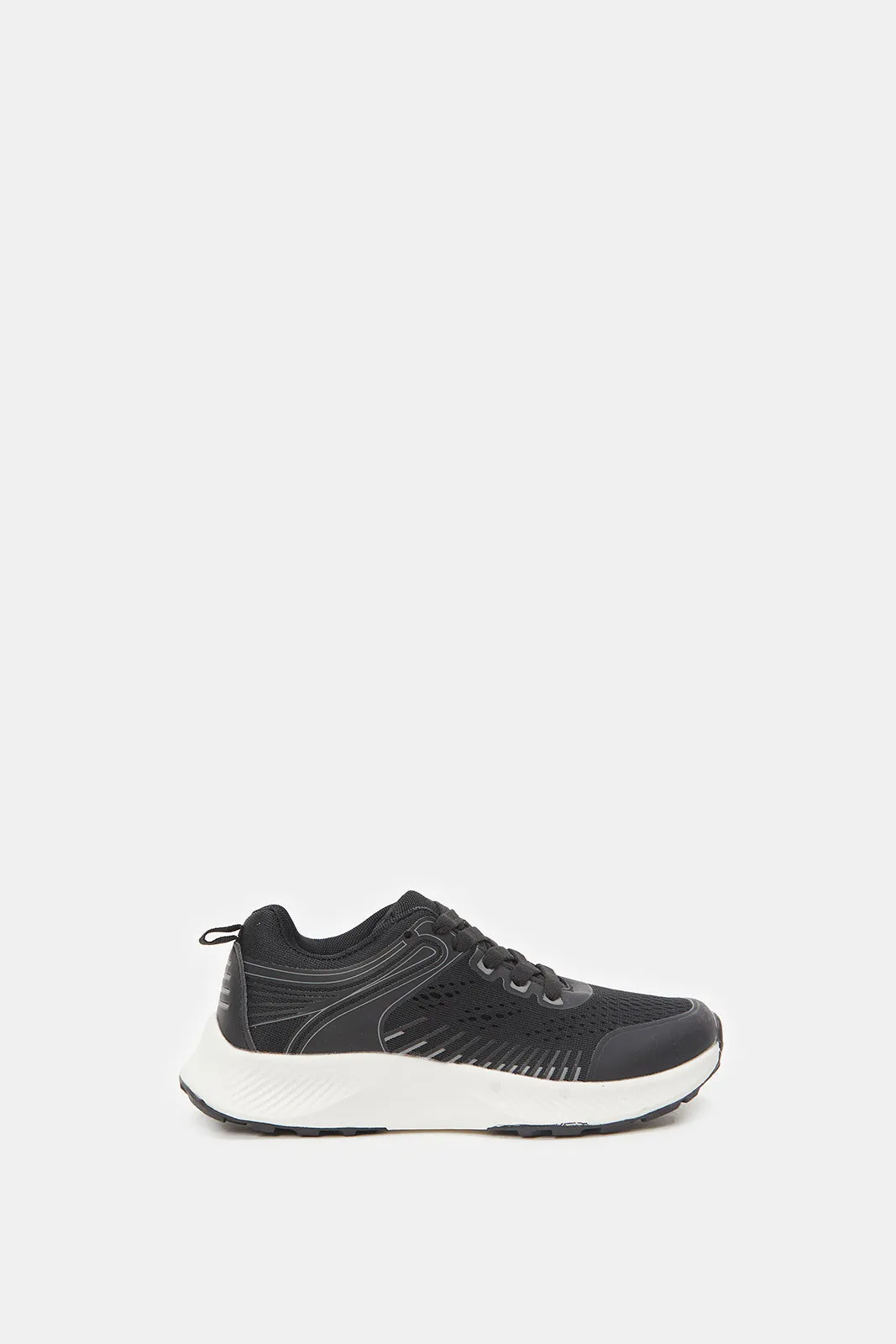 Boys Black Material Block Trainer