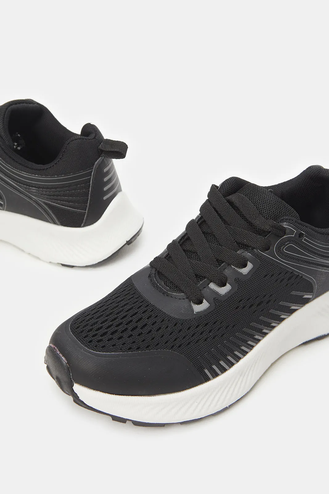 Boys Black Material Block Trainer