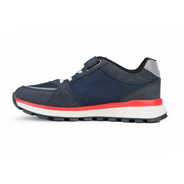 BOYS NAVY BLUE SNEAKERS WITH RED INSOLE