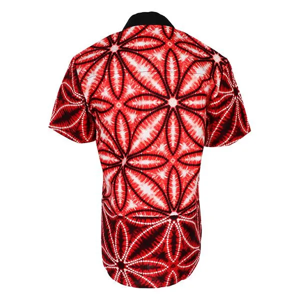 BOYS NEHRU COLLAR ANKARA SHIRT- RED