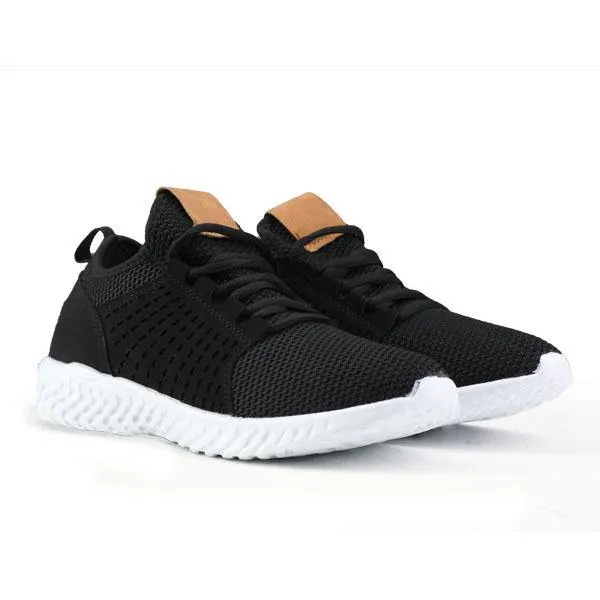 BOYS SOLE LACE UP TRAINERS - BLACK AND WHITE