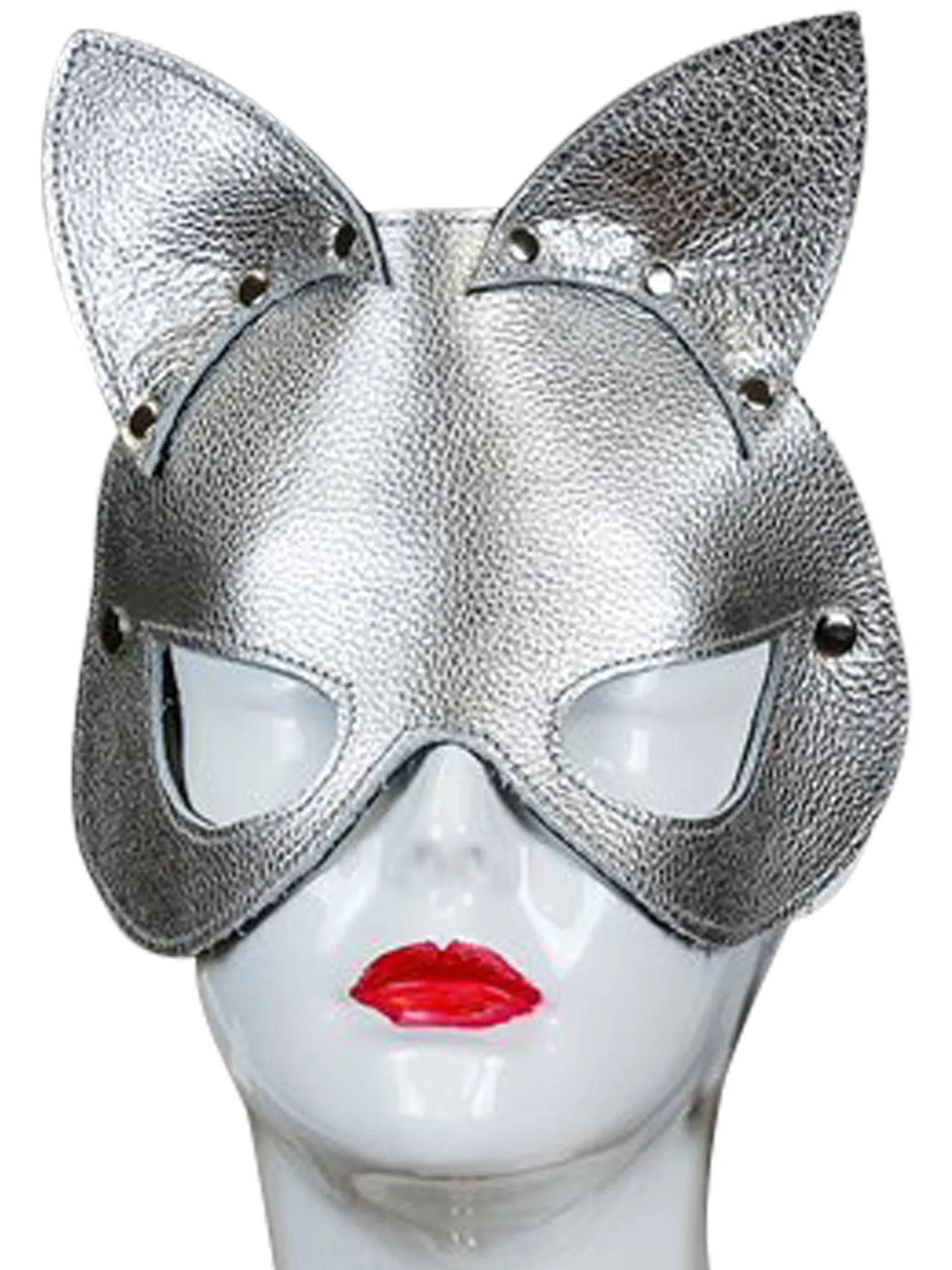 Cat Mask Patent Silver - One Size