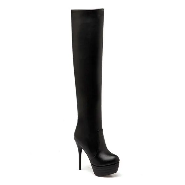 Chic Boots Side Zipper Ultra High Heel Simple Design Vogue Shoes