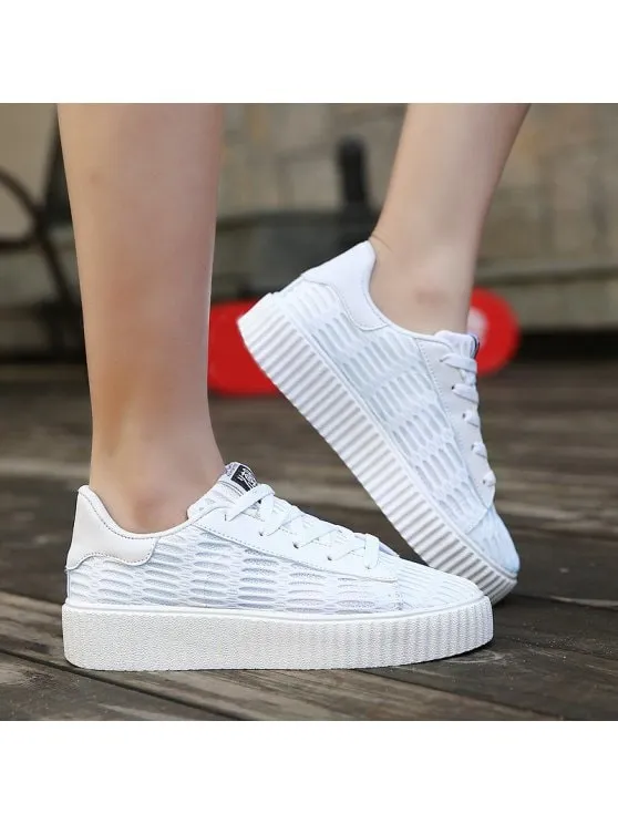 Chic Tie Up Mesh Breathable Athletic Shoes