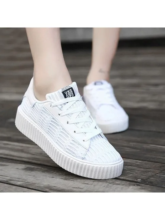 Chic Tie Up Mesh Breathable Athletic Shoes