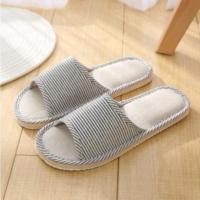 Comfortable Flat Shoes Linen Linen Slippers