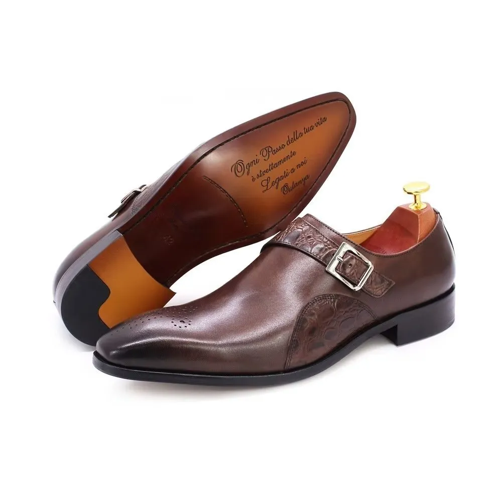 CrocLuxe Exquisite Croc-Embossed Monkstraps Dress Shoes