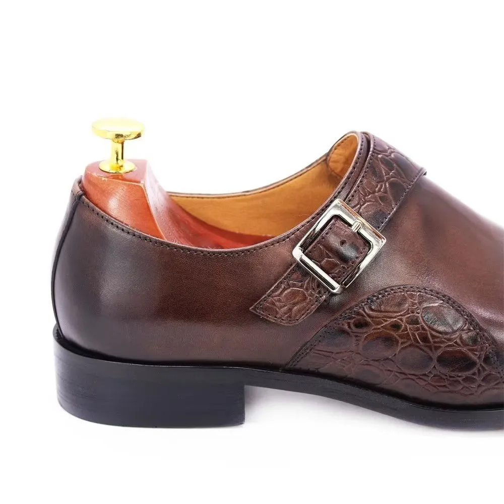 CrocLuxe Exquisite Croc-Embossed Monkstraps Dress Shoes