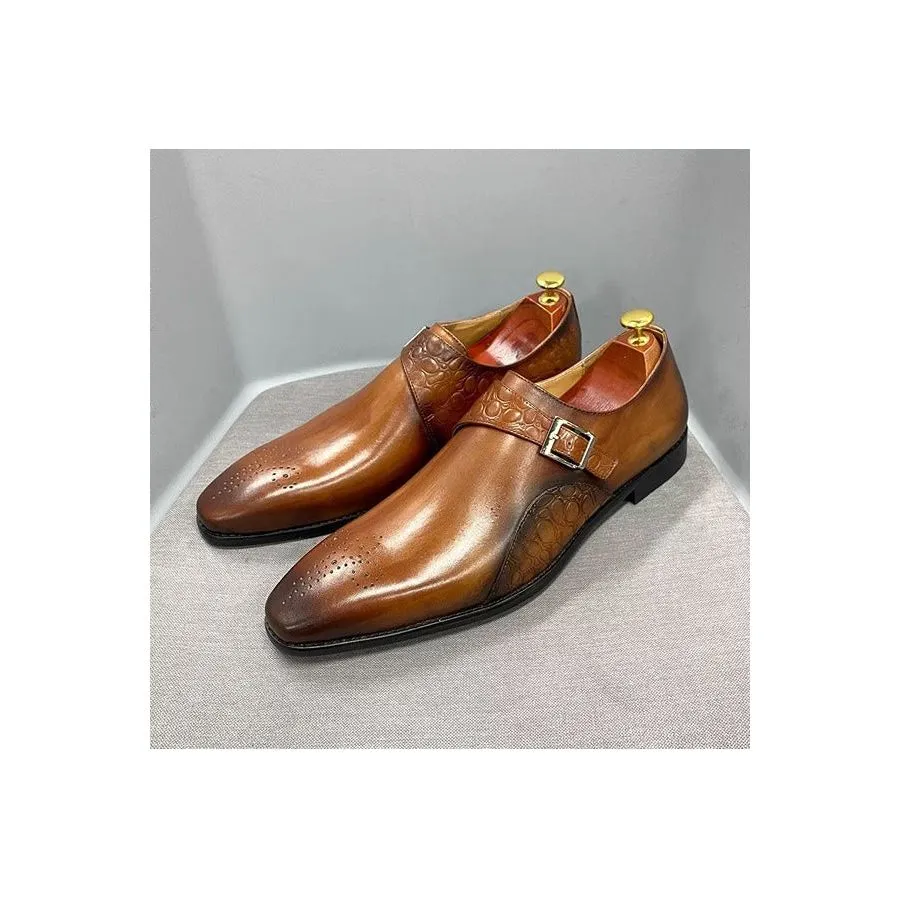 CrocLuxe Exquisite Croc-Embossed Monkstraps Dress Shoes