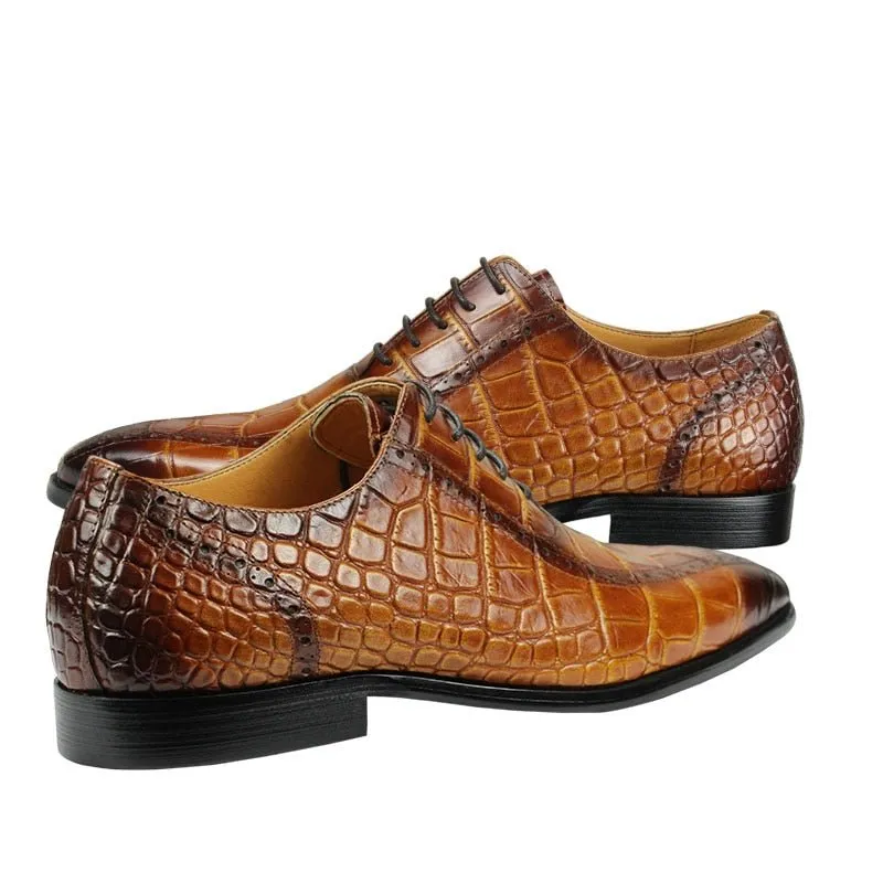 CrocoChic Embossed Pointed Toe Oxford Dress Shoes