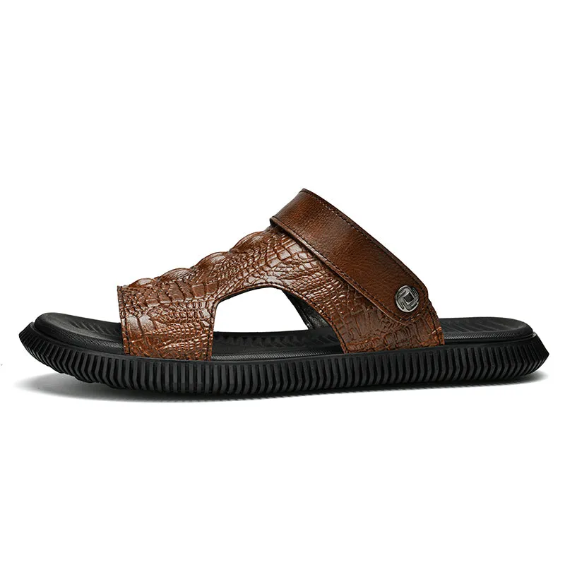 CrocoLuxe Slip-On Exotic Embossed Sandals