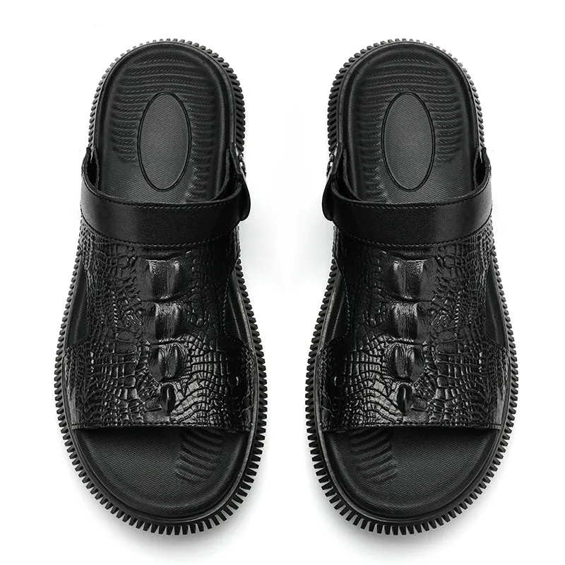 CrocoLuxe Slip-On Exotic Embossed Sandals