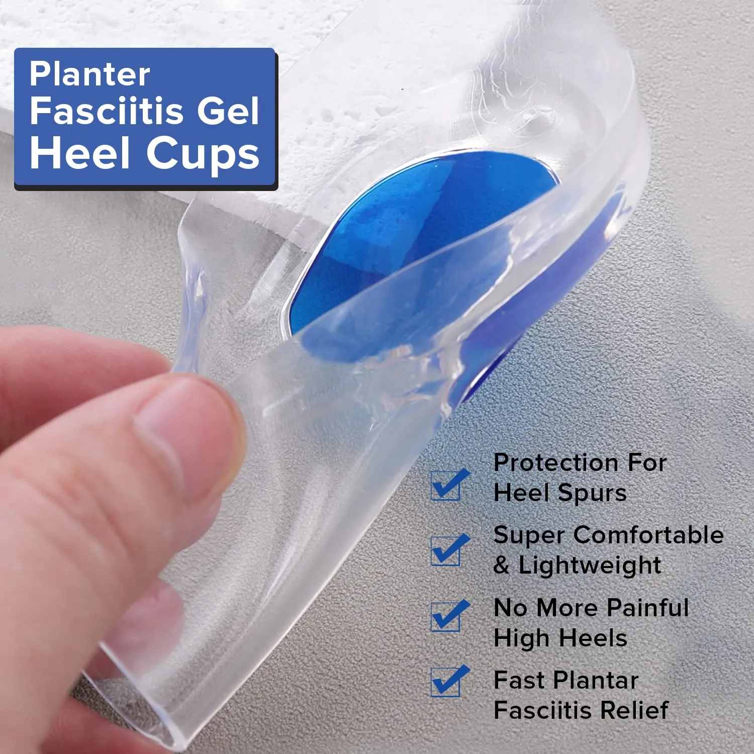 Dr Foot Silicone Gel Heel Cups With Shock Absorbing Support | For Plantar Fasciitis, Achilles Pain, Orthotic Inserts, Heel Cups For Heel Pain & Spurs| For Men & Women (Size - S) (Pack of 10)