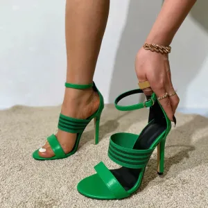 Eilly - sexy buckle strap cover heel sandals.