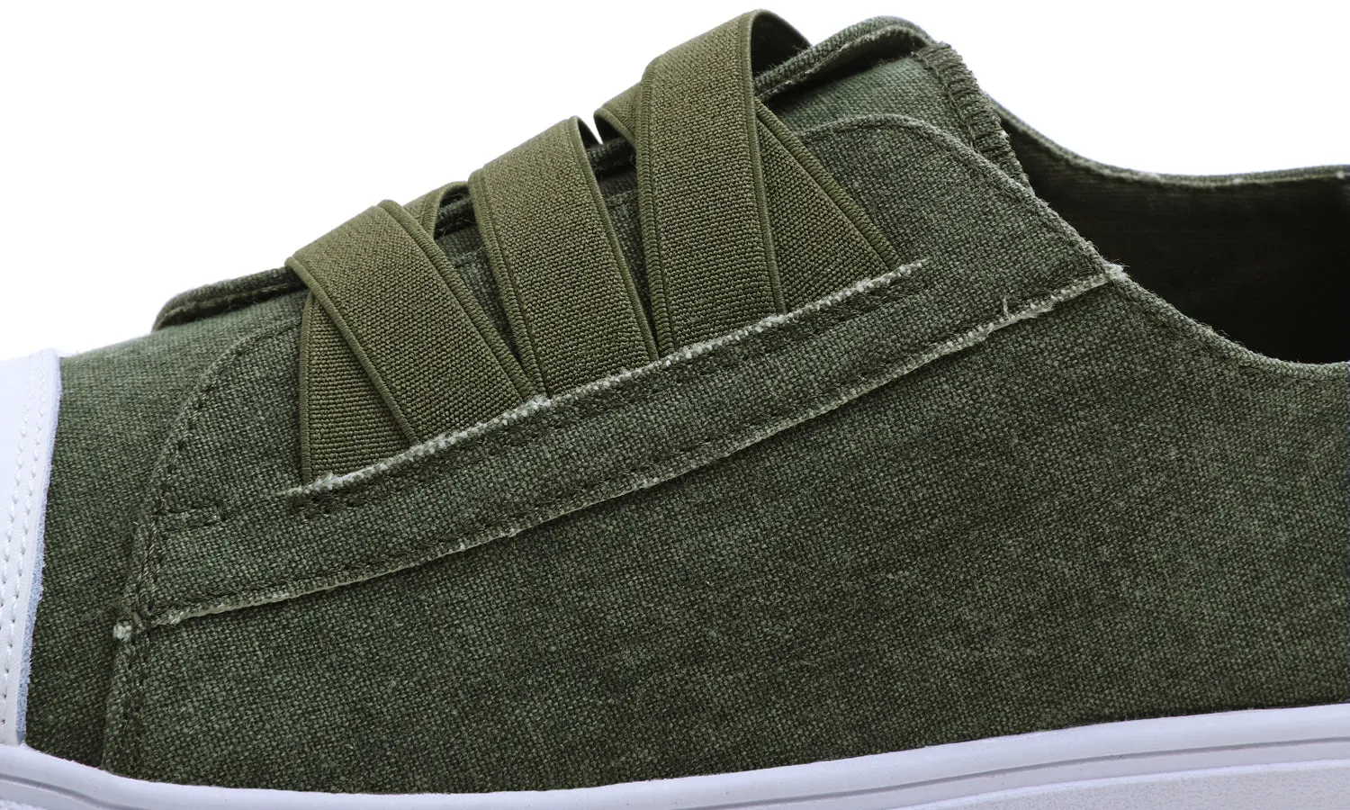 Feversole Women's Casual Slip On Sneaker Comfort Cupsole Loafer Flats Fashion Canvas Easy Elastic Low Top Dark Green