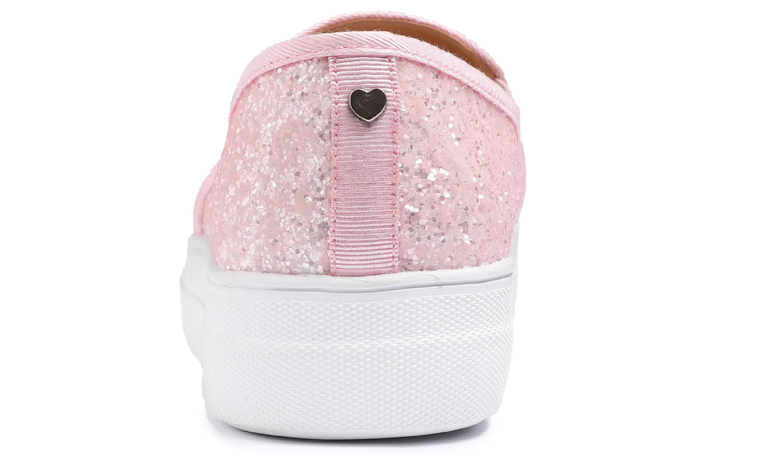 Feversole Women's Glitter Baby Pink Platform Slip On Sneaker Casual Flat Loafers