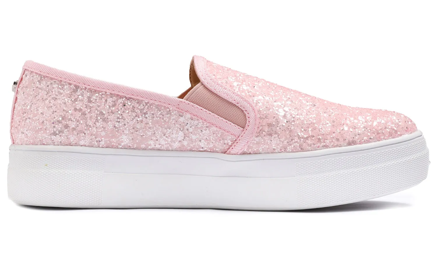 Feversole Women's Glitter Baby Pink Platform Slip On Sneaker Casual Flat Loafers