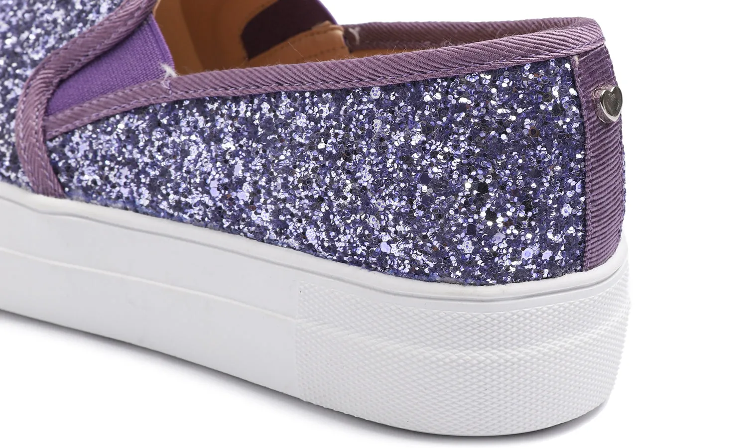 Feversole Women's Glitter Lavender Platform Slip On Sneaker Casual Flat Loafers