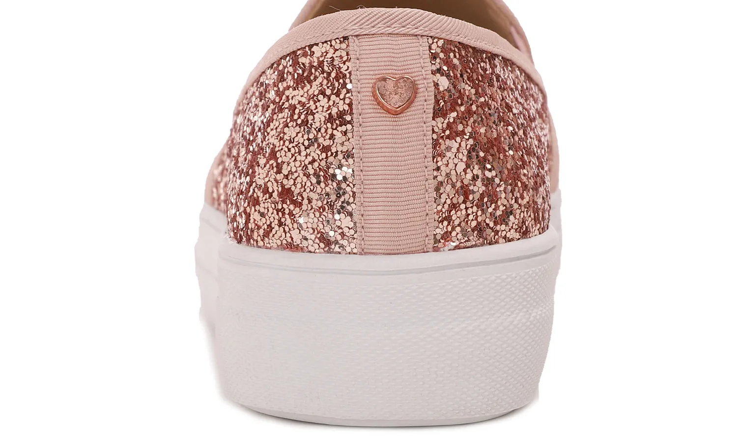 Feversole Women's Glitter Rose Gold Platform Slip On Sneaker Casual Flat Loafers