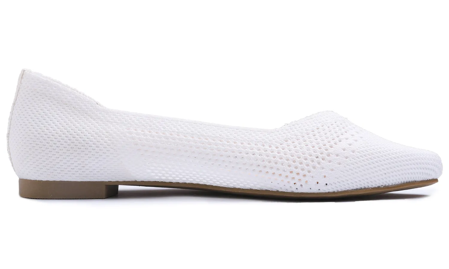 Feversole Women's Woven Fashion Breathable Knit Flat Shoes Pointed White