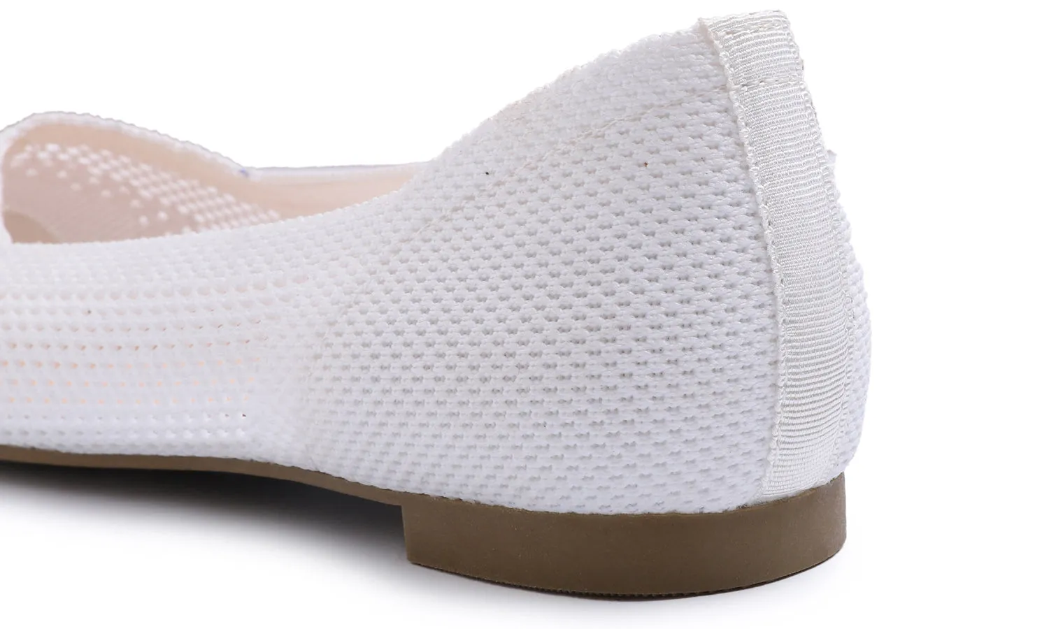 Feversole Women's Woven Fashion Breathable Knit Flat Shoes Pointed White