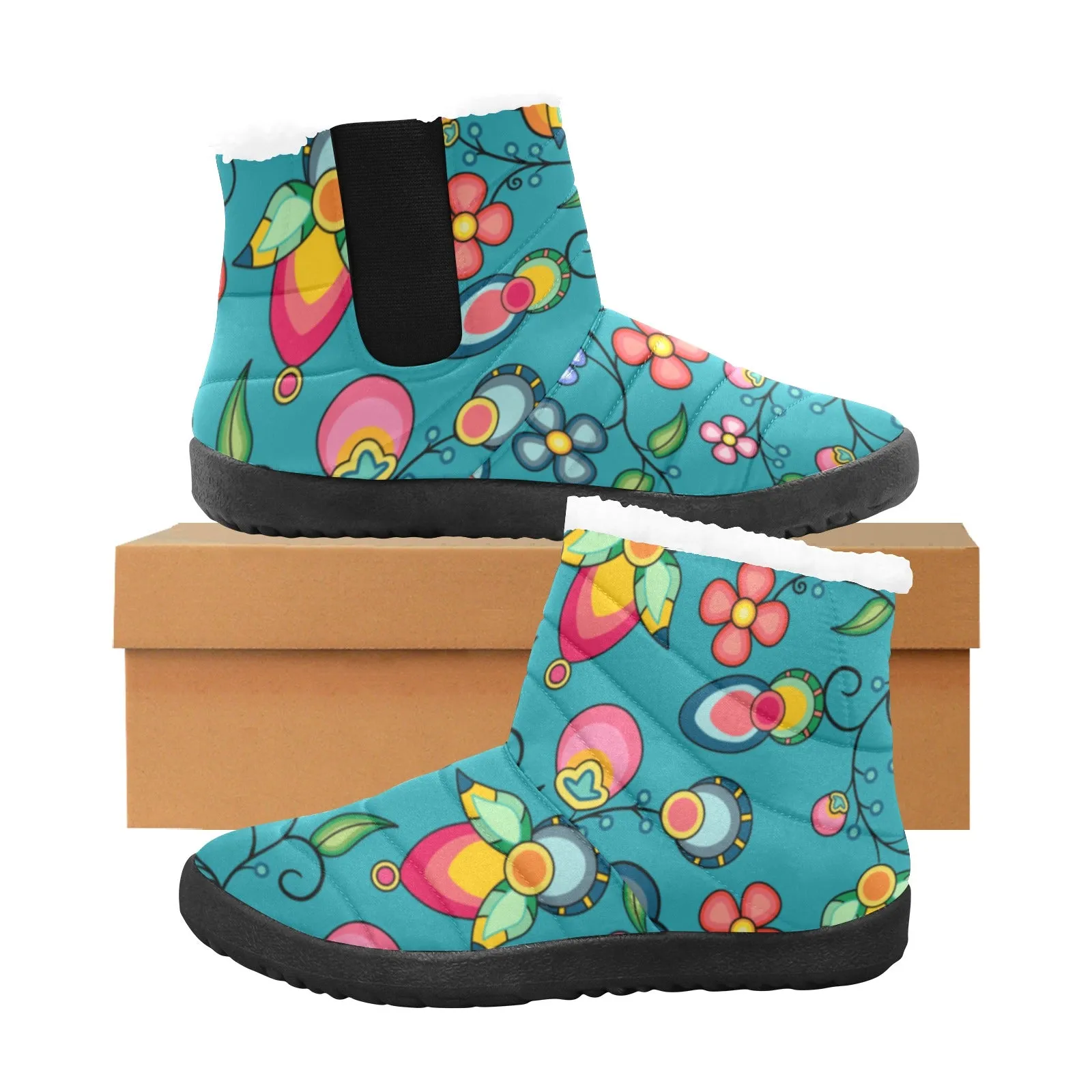 Floral Bounty Teal Men's Padded Winter Boot