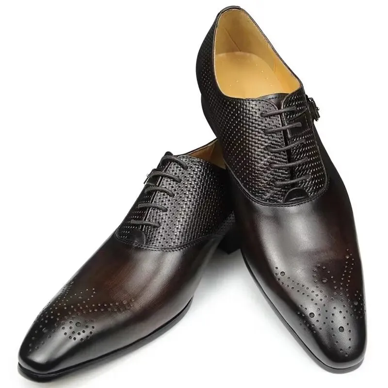 Genuine Leather Chic LuxeLeather Wedding Brogue Shoes