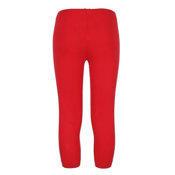 GIRLS BASIC SHORT LEGGINGS - RED