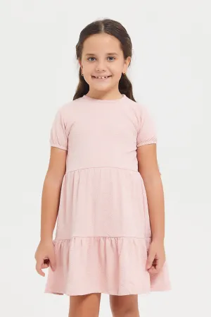 Girls Pink Tiered Short Dress