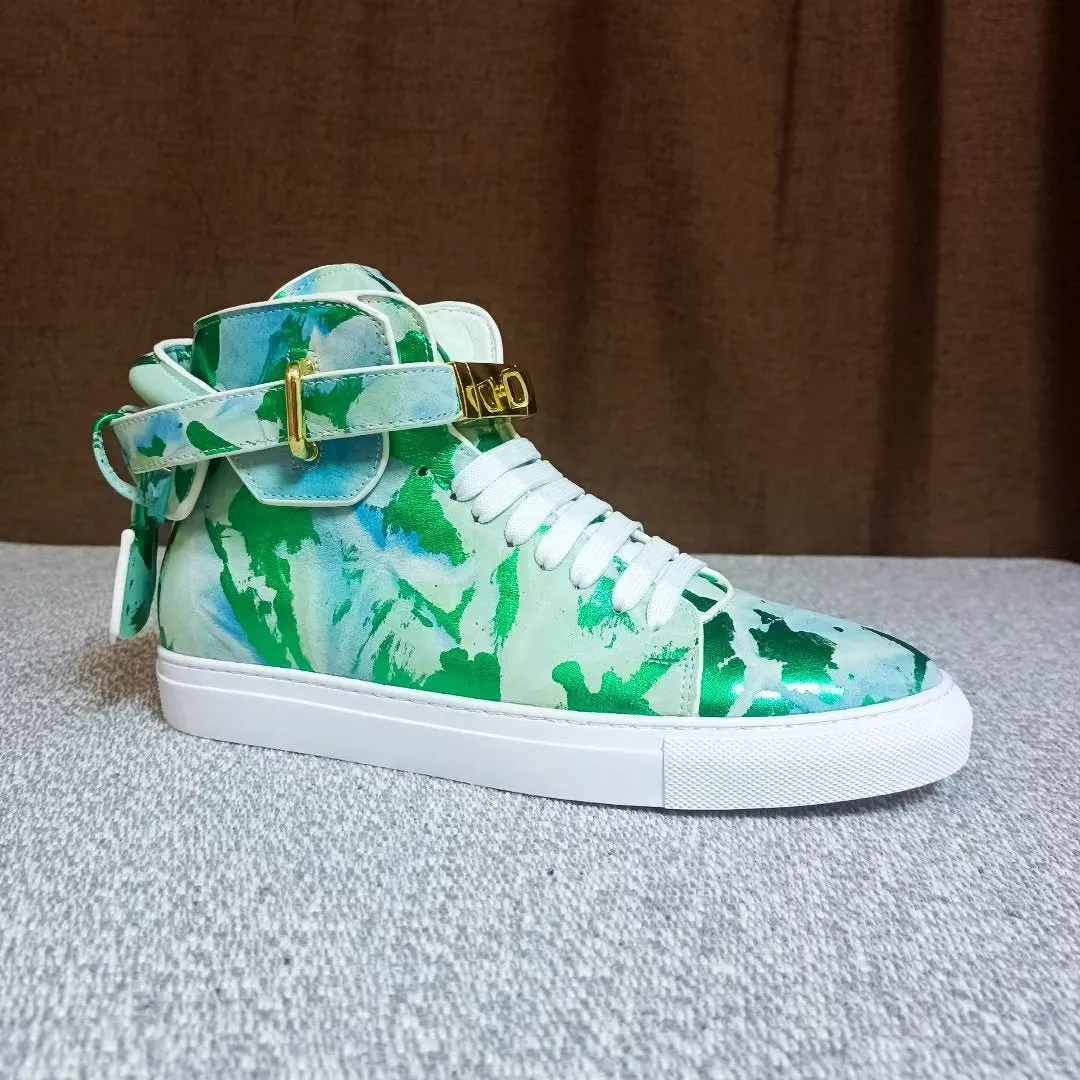 Graffiti Artisan Cow Leather High Top Sneaks