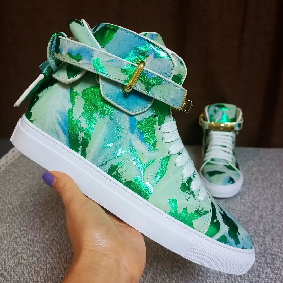 Graffiti Artisan Cow Leather High Top Sneaks