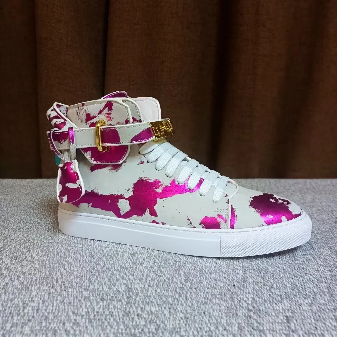 Graffiti Artisan Cow Leather High Top Sneaks