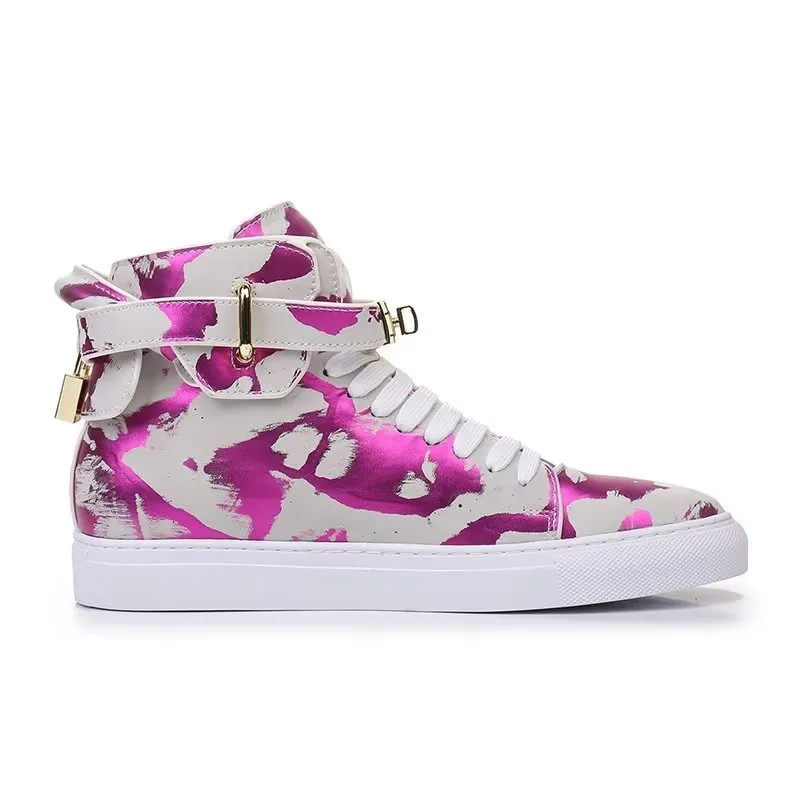 Graffiti Artisan Cow Leather High Top Sneaks