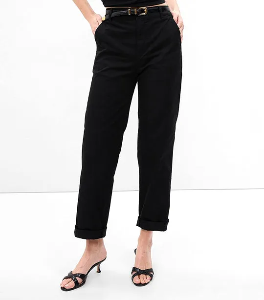 High Rise Girlfriend Khakis with Washwell True Black