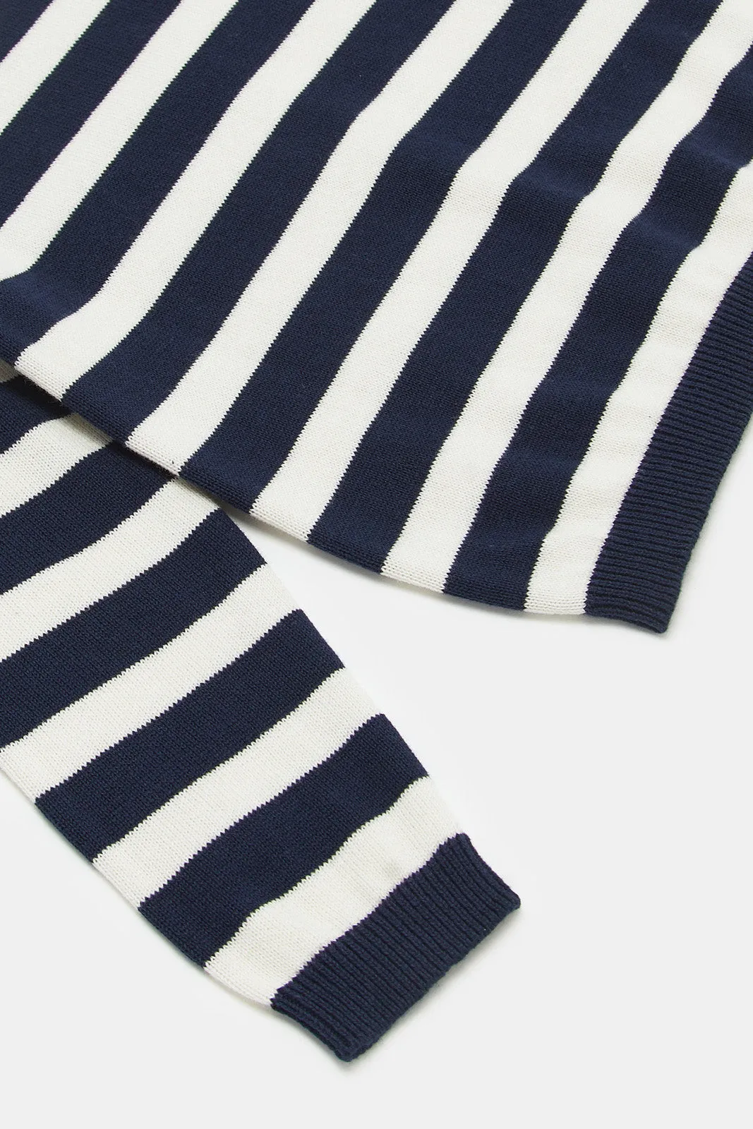 Infant Boys Navy And White Striped Pullover