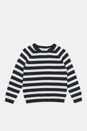 Infant Boys Navy And White Striped Pullover