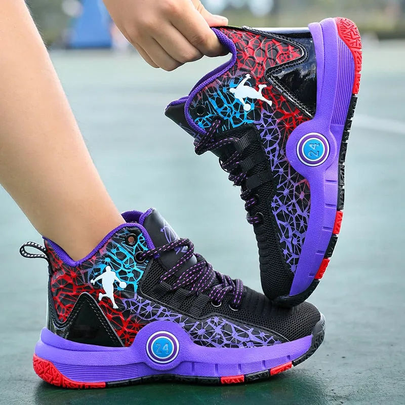 Kids Boys Basketball Shoes Kids Sneakers Non-Slip Sports Girls Basketball Training Tennis Shoes