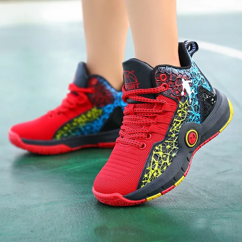 Kids Boys Basketball Shoes Kids Sneakers Non-Slip Sports Girls Basketball Training Tennis Shoes