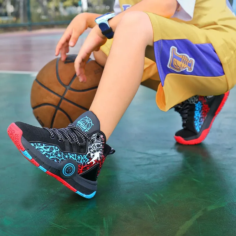 Kids Boys Basketball Shoes Kids Sneakers Non-Slip Sports Girls Basketball Training Tennis Shoes