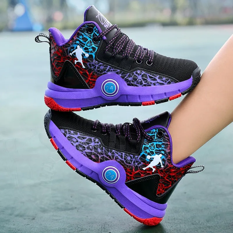 Kids Boys Basketball Shoes Kids Sneakers Non-Slip Sports Girls Basketball Training Tennis Shoes