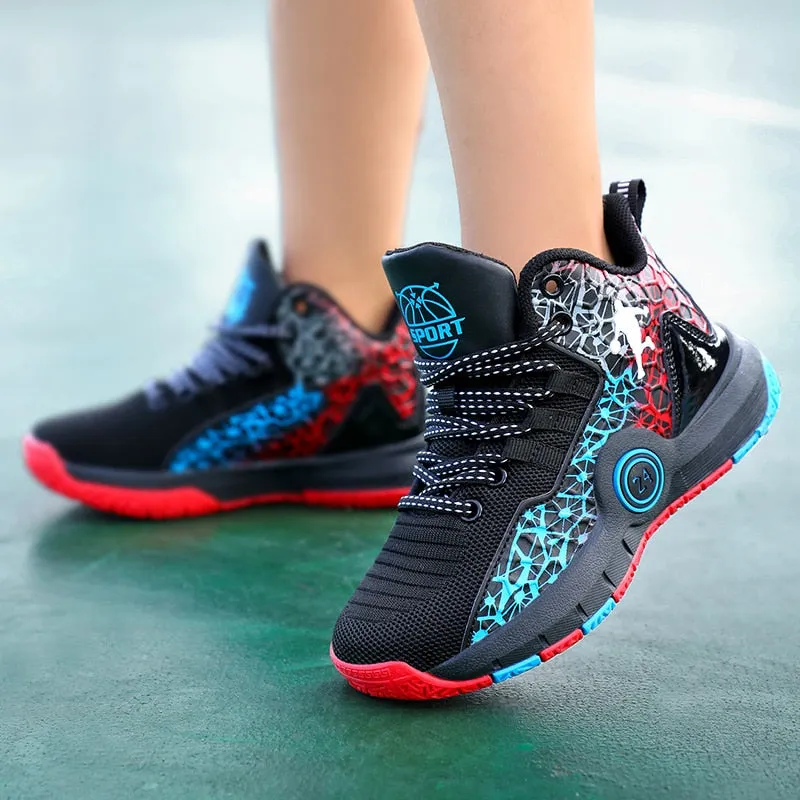 Kids Boys Basketball Shoes Kids Sneakers Non-Slip Sports Girls Basketball Training Tennis Shoes