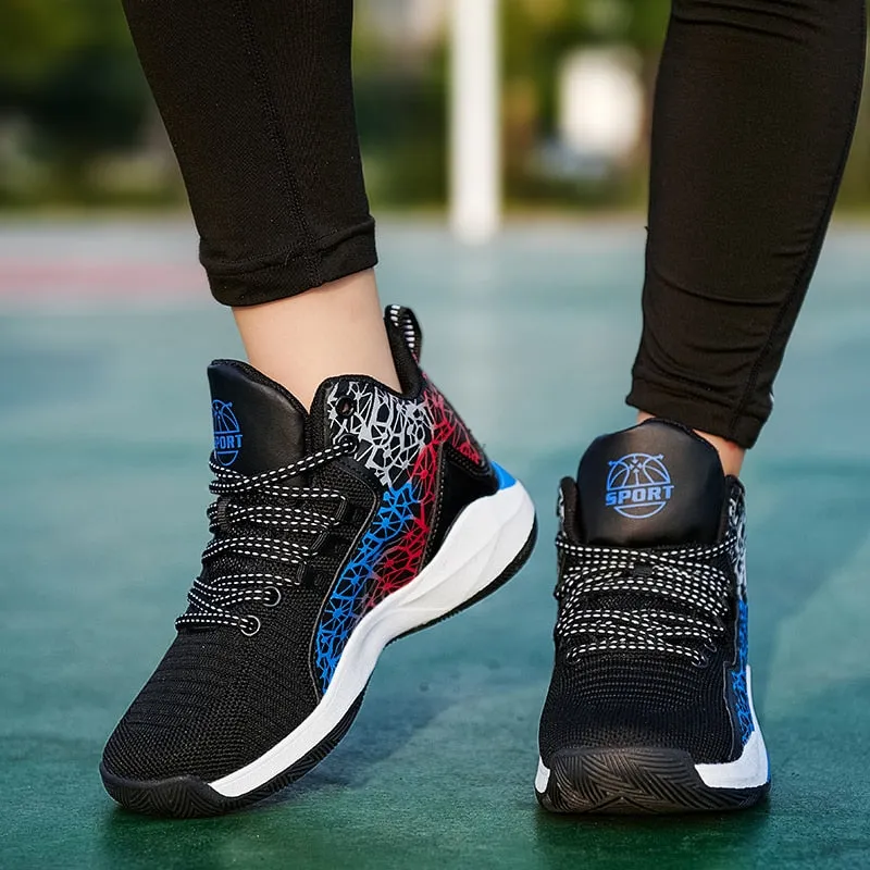 Kids Boys Basketball Shoes Kids Sneakers Non-Slip Sports Girls Basketball Training Tennis Shoes