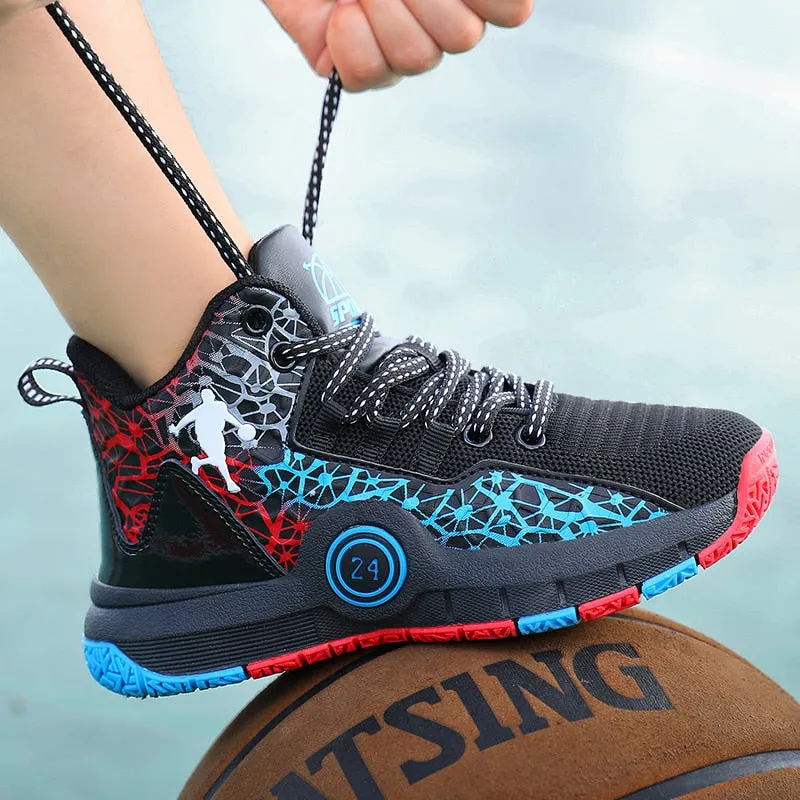 Kids Boys Basketball Shoes Kids Sneakers Non-Slip Sports Girls Basketball Training Tennis Shoes