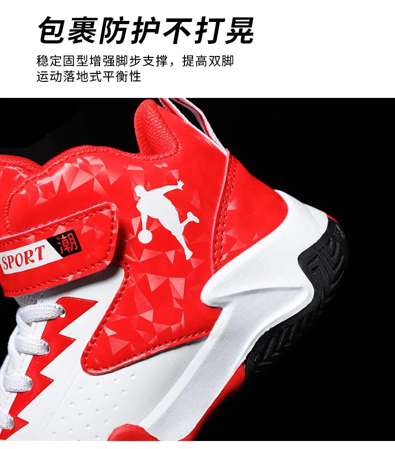 Kids Boys Basketball Shoes Kids Sneakers Non-Slip Sports Girls Basketball Training Tennis Shoes